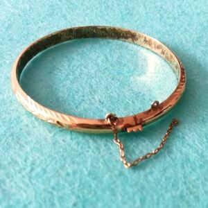 Vintage Sterling Silver Golden Toned Bracelet  925 Etched With Safety Chain